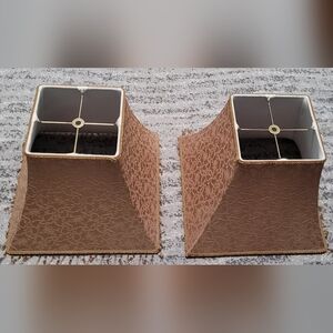 Pair of Tan Square Bell Lamp Shades (Sold as set)